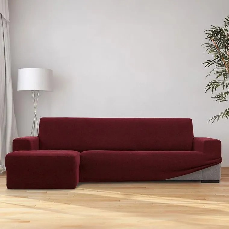 Nueva Textura Huse super elastice HARMONIA bordo canapea cu otoman stânga (l. 210 - 320 cm)