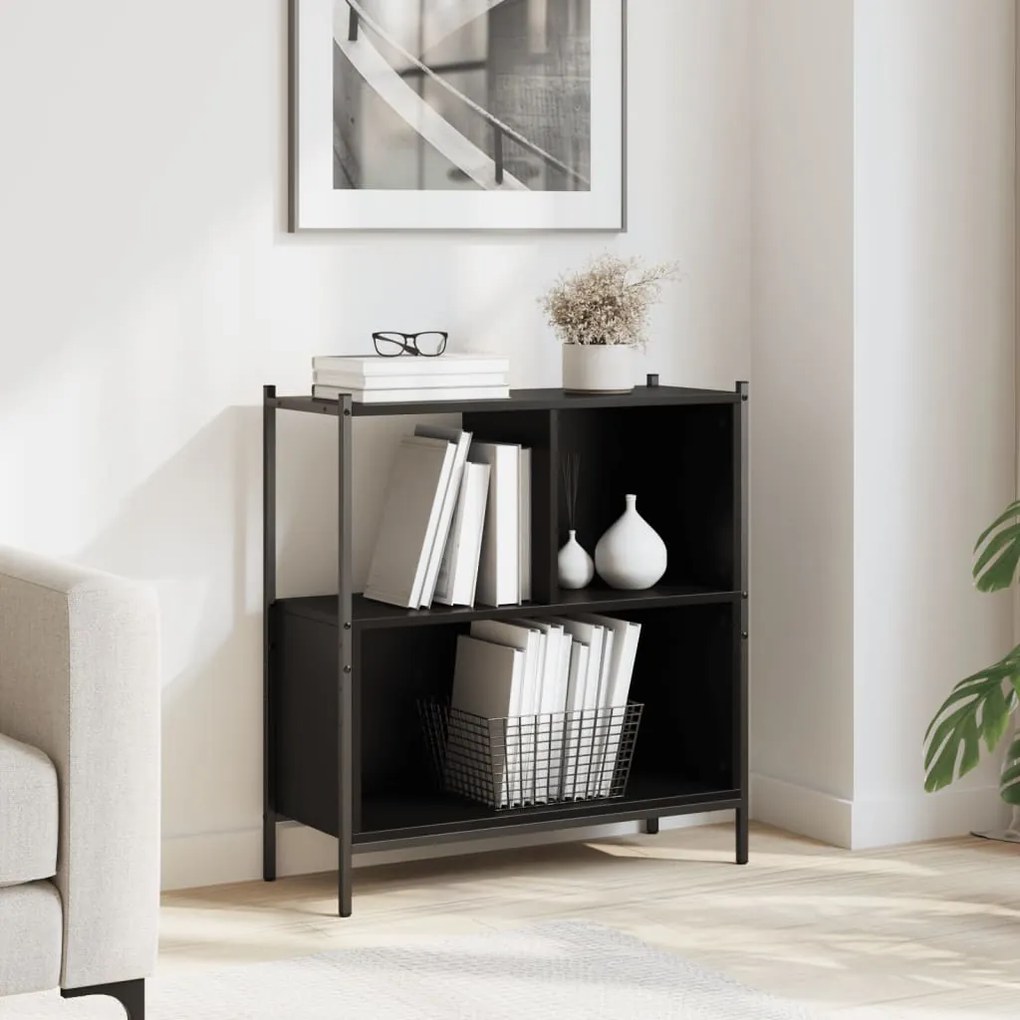 vidaXL Bibliotecă, negru, 72x28x77,5 cm, lemn prelucrat
