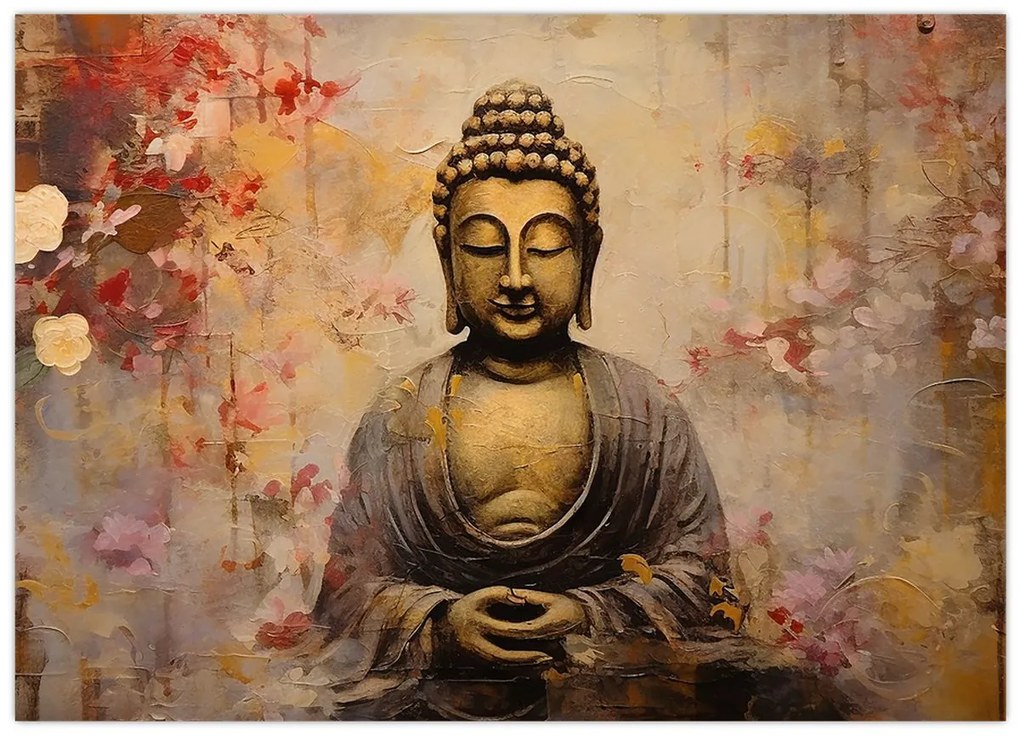 Tablou pe sticlă - Buddha, pictură (70x50 cm)