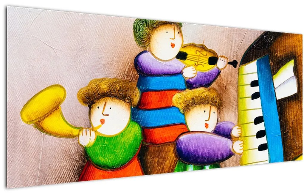 Tablou - Muzicanții, pictură (120x50 cm)