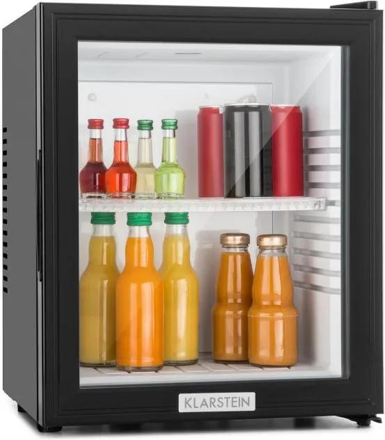 Klarstein MKS-12, 24 l, neagră, minibar, mini frigider, ușă de sticlă, frigider de cameră, clasa de energie A
