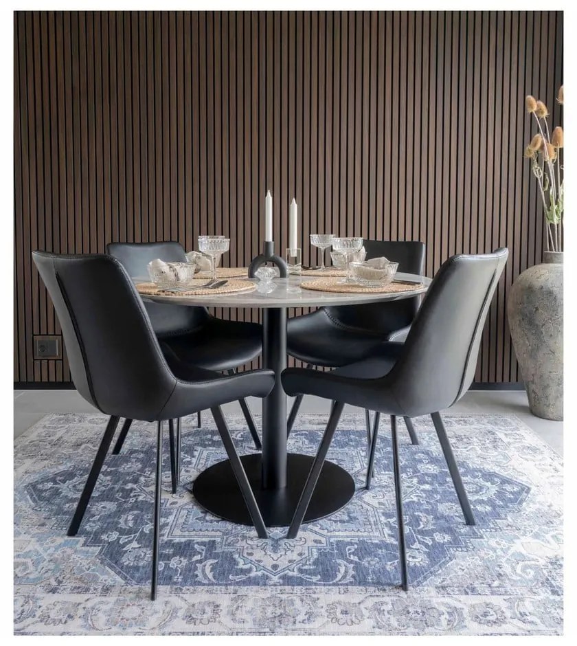 Masă de dining rotundă cu blat cu aspect de marmură ø 110 cm Bolzano – House Nordic