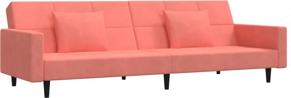 vidaXL Canapea extensibilă cu 2 locuri, 2 perne, roz, catifea