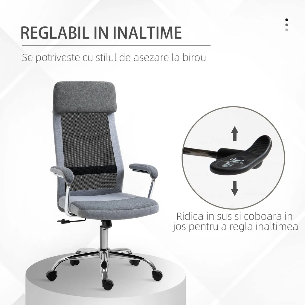 Vinsetto Scaun birou ergonomic, inaltime reglabila, 65x60x119-129cm | Aosom Romania