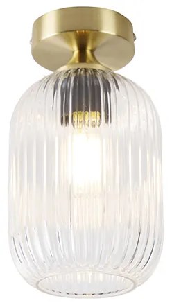 Plafonieră Art Deco alamă cu sticlă transparentă - Banci