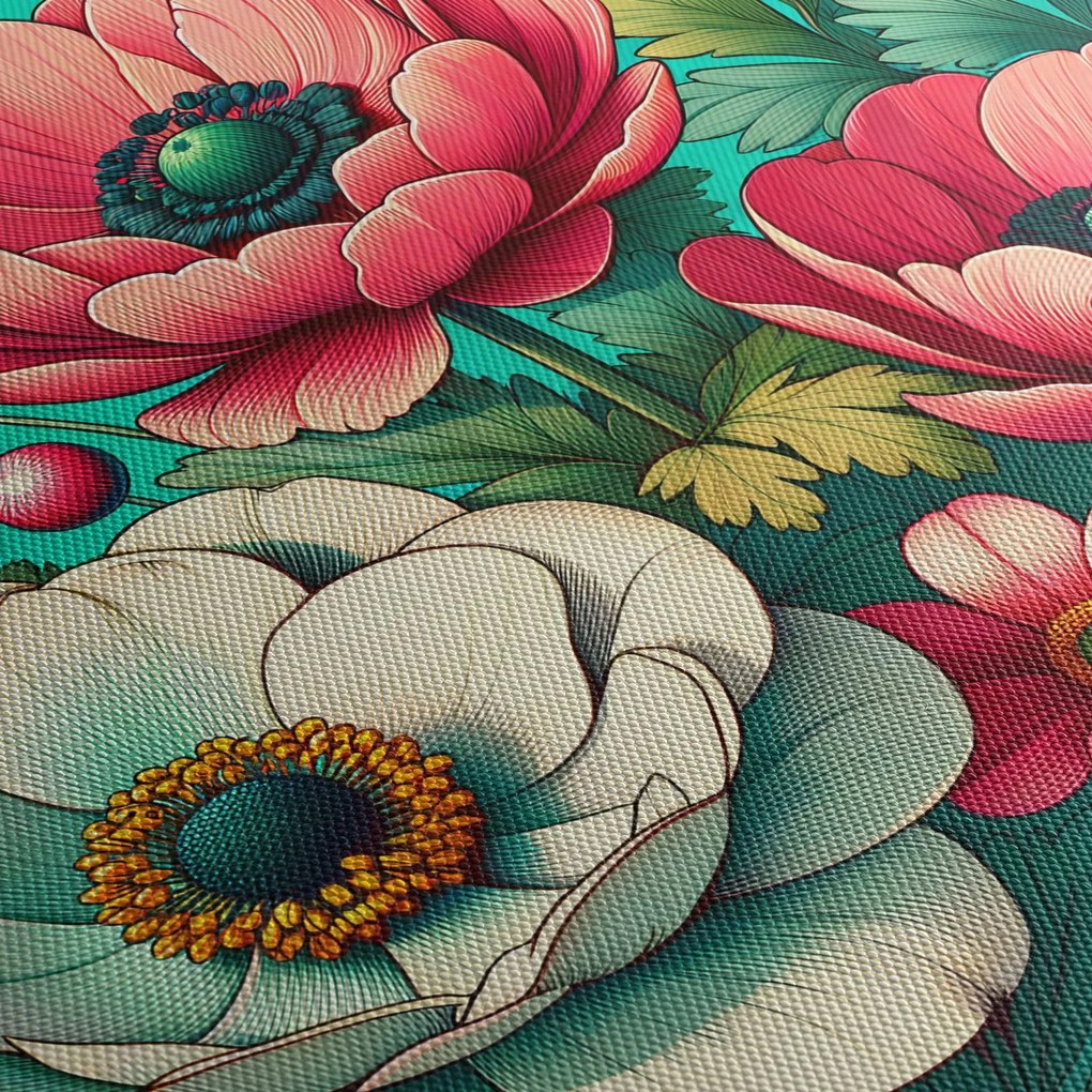 Tablou - Flori pe fundal albastru (90x60 cm)