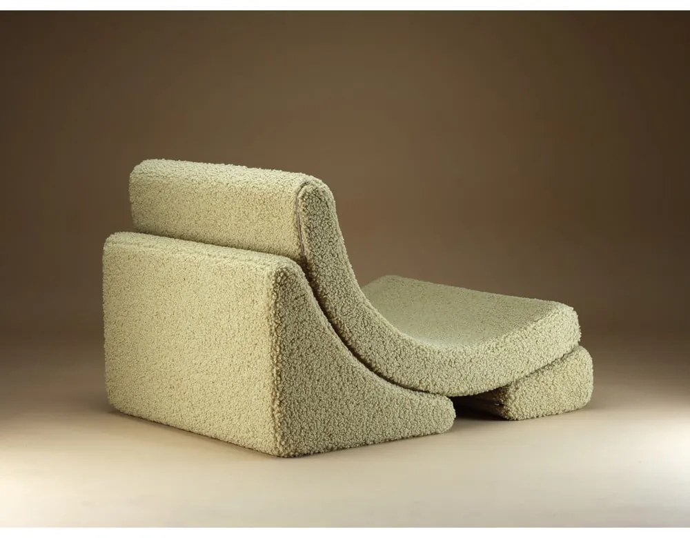 Fotoliu de copii verde cu tapițerie din țesătură bouclé Moon – Wigiwama