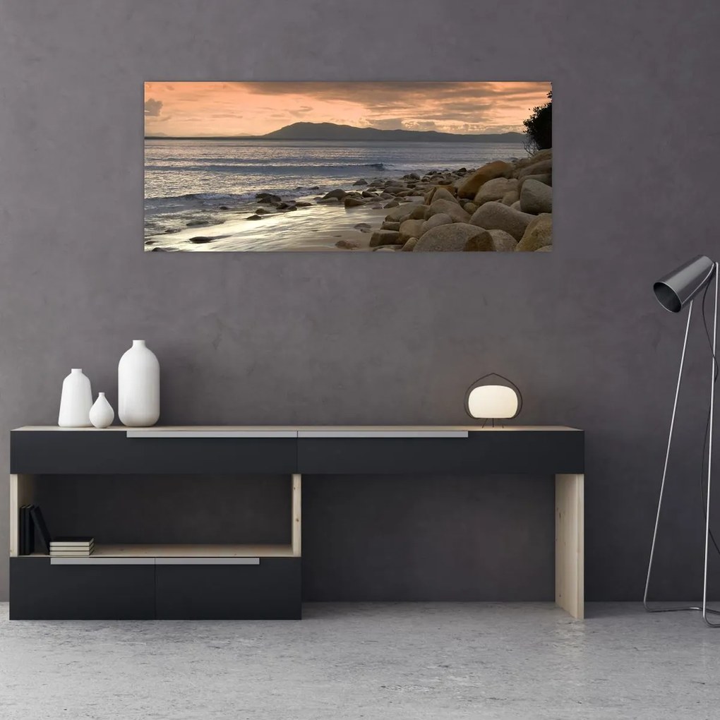 Tablou - Marea și munții (120x50 cm)