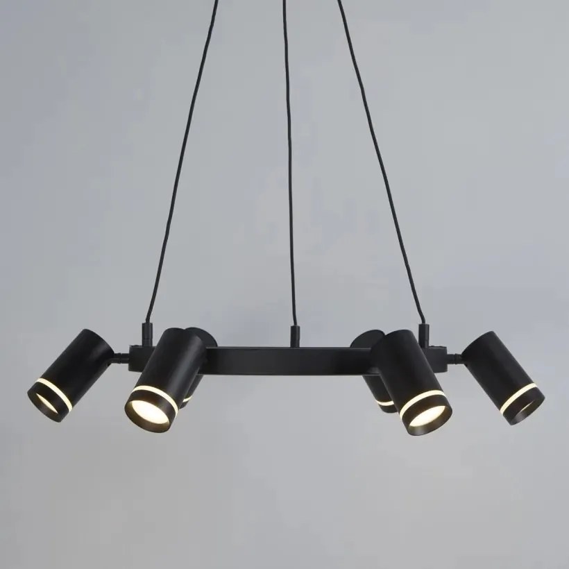 Lustra LED suspendata cu 6 spoturi directionabile, Laser negru