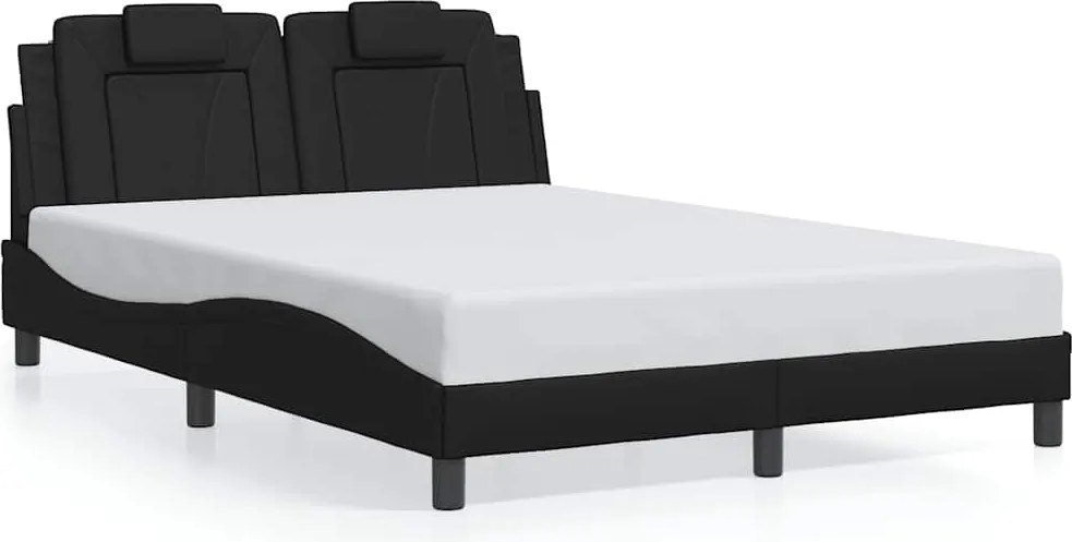 vidaXL Cadru de pat, Viana, fără saltea, negru, 140x190 cm, piele ecologică
