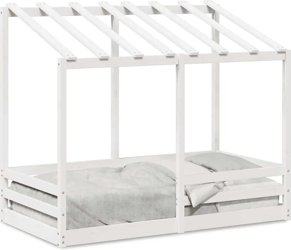 vidaXL Acoperiș pat de copii, alb, 70x140 cm, lemn masiv de pin