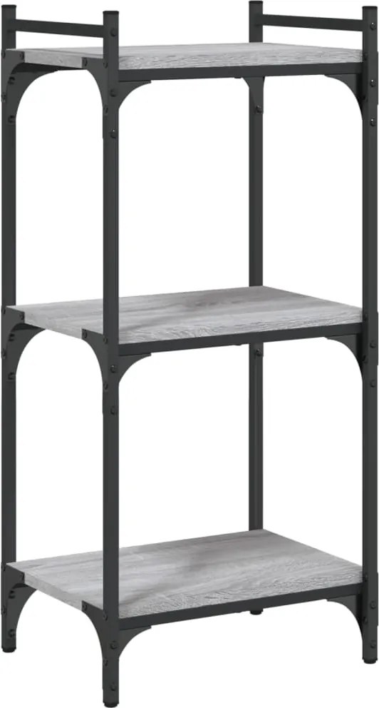 vidaXL Bibliotecă cu 3 niveluri gri sonoma 40x30x86 cm, lemn prelucrat