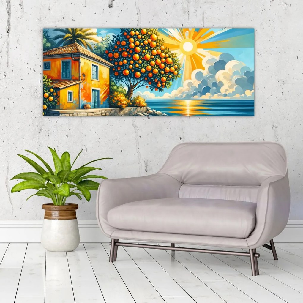Tablou - Casă cu portocale I. (120x50 cm)
