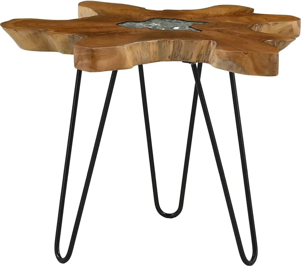 vidaXL Măsuță de cafea, 70 x 45 cm, lemn masiv de tec și polirășină