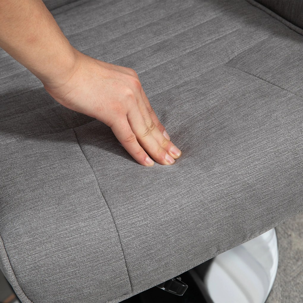HOMCOM Fotoliu relax inclinabil 135° pivotant 360° cu rest de picior acoperire material textil gri | Aosom Romania