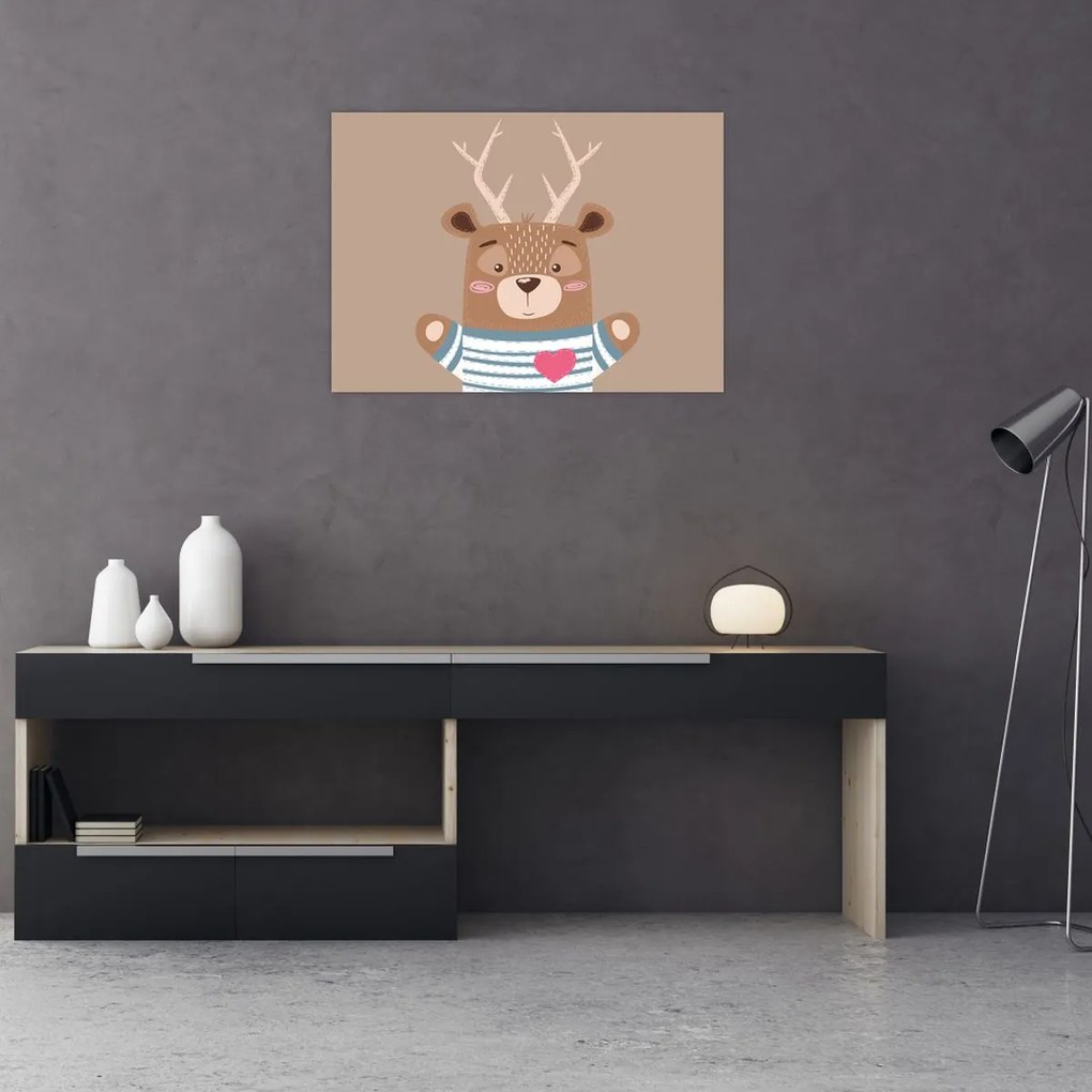 Tablou pe sticlă - Cerb în cămașă cu dungi (70x50 cm)