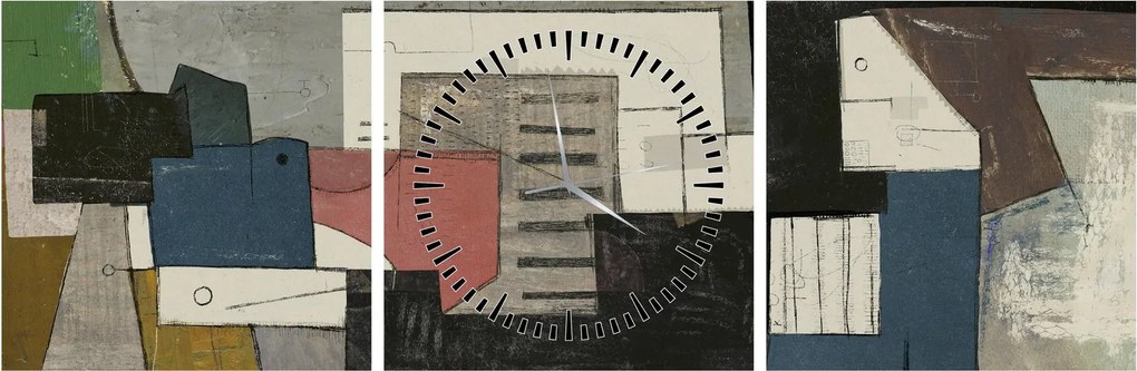 Tablou - Abstracție cubism (cu ceas) (90x30 cm)