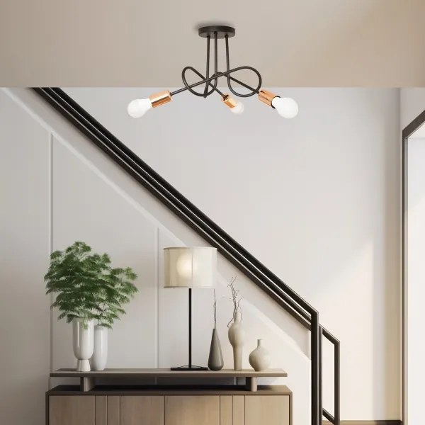 Lustră aplicată LED OXFORD 3x E27/15W/230V neagră