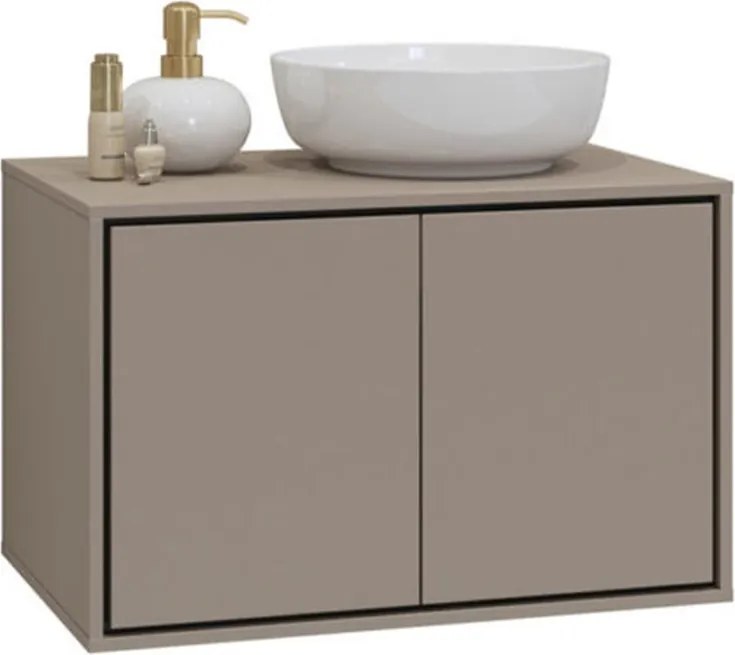 Dulap lemn masiv baie Irvella pentru chiuvetă, 78 × 51 × 48 cm - Crem
