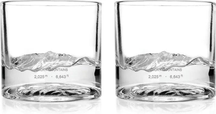Set pahare pentru whisky LIITON 1009931 Smoky Mountain, 230 ml, 2 buc, Fund 3D Great Smoky Mountain, Transparent