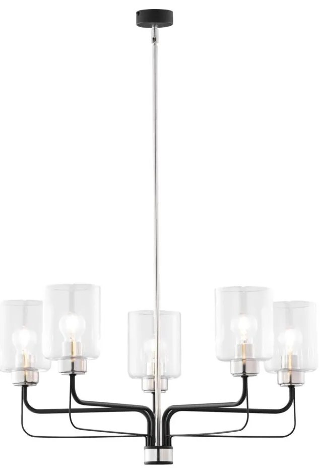 Jupiter 1884 - Lustră pe tijă CERES 5xE27/15W/230V, crom mat/negru