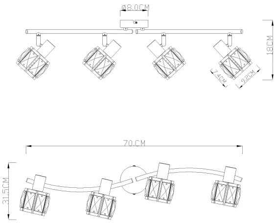 Globo 54356-4 - Lampă spot KRIS 4xE14/40W/230V