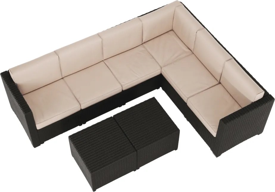 Set de grădină din rattan, 3 piese, maro/bej, RODEN