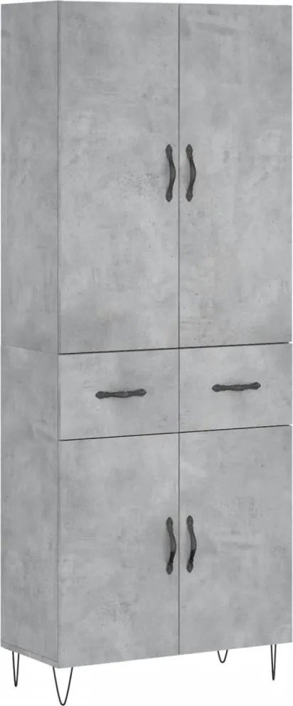 vidaXL Dulap înalt, gri beton, 69,5x34x180, lemn compozit
