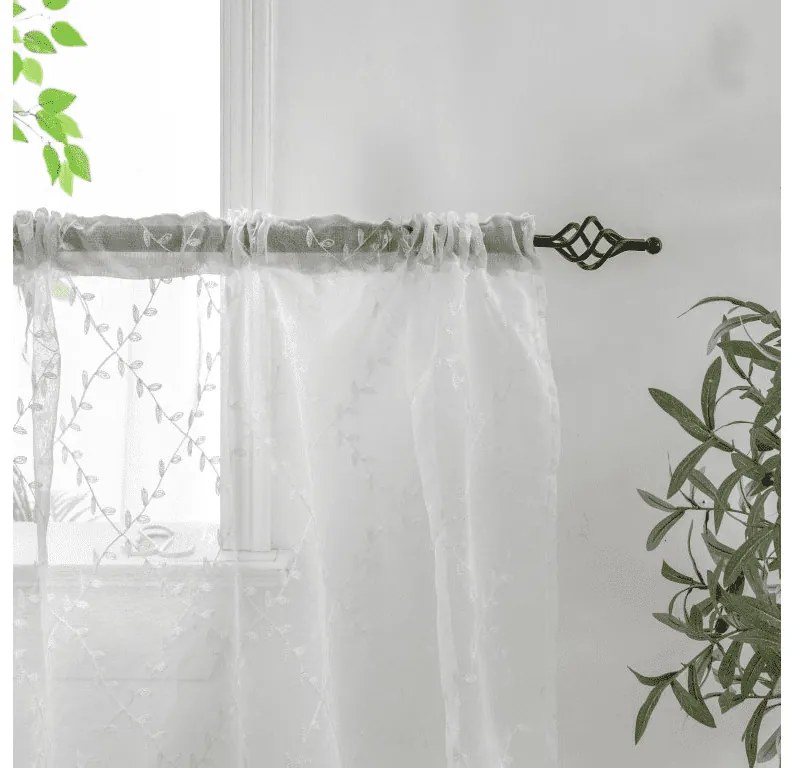 Perdea alba VINTORA cu model de frunze 140x250 cm Agatat: Rejansa