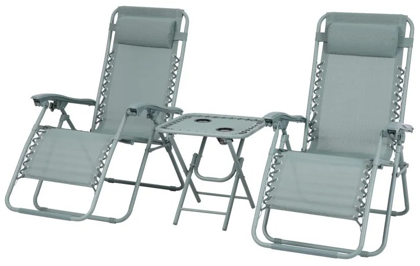 Delux 2x set șezlong și masă verde V2