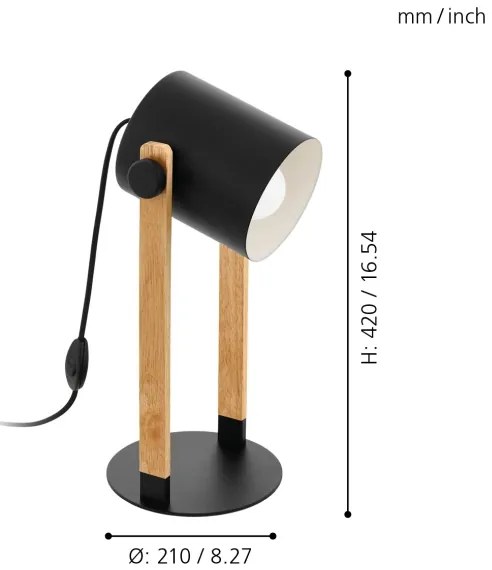 Eglo 43047 - Lampă de masă HORNWOOD 1xE27/28W/230V