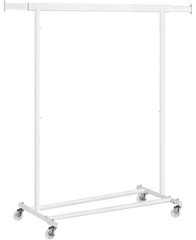 Suport pentru haine pe roti, capacitate maxima de incarcare 90kg, alb