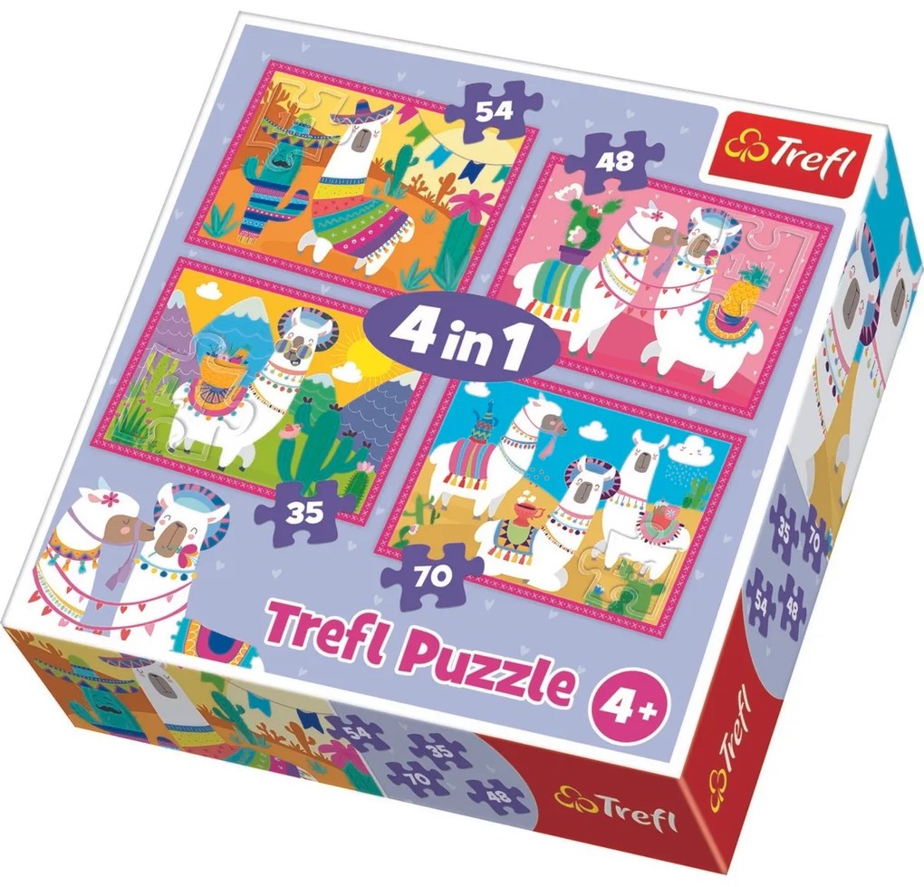 Trefl Puzzle Happy Llamas, 4 piese