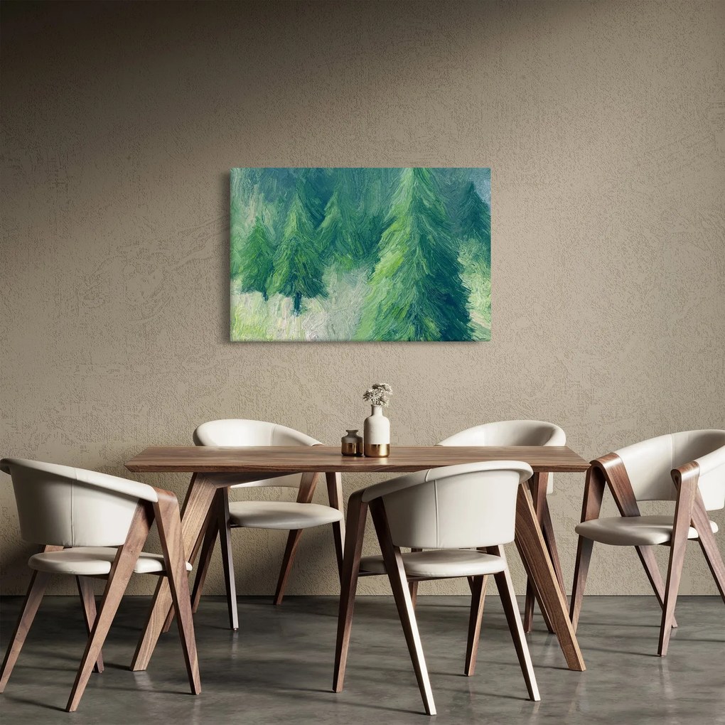 Tablou - Conifere pictate (90x60 cm)