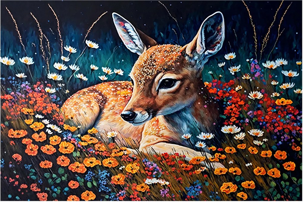 Tablou - Cerb pictat (90x60 cm)