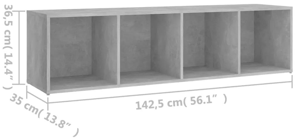 Comoda TV, gri beton, 142,5x35x36,5 cm, PAL 1, Gri beton, 142.5 x 35 x 36.5 cm