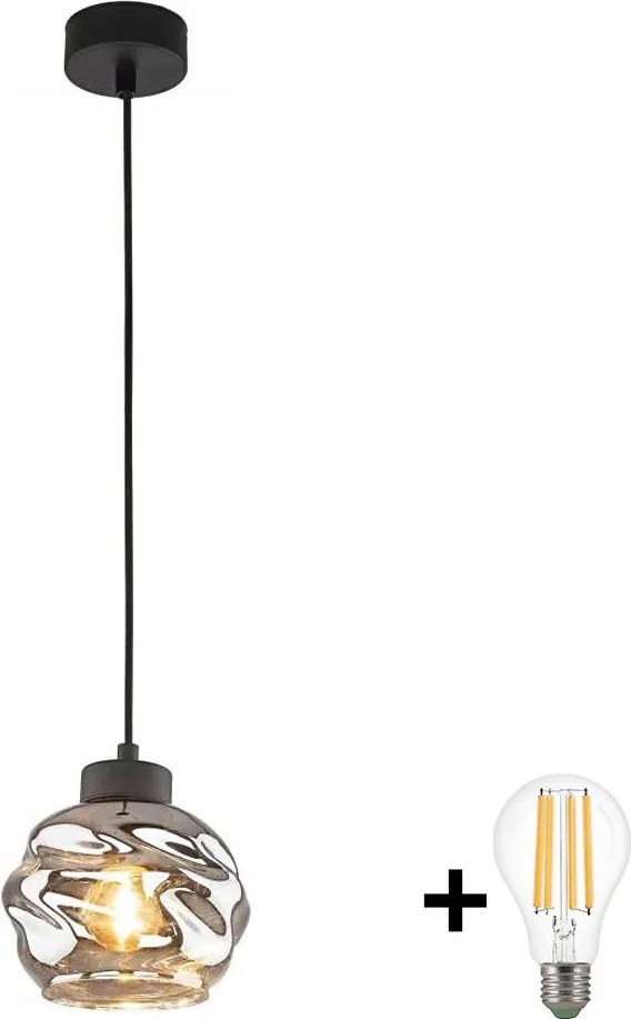 Lustră LED pe cablu ZULIA 1xE27/15W/230V negru/negru fumuriu