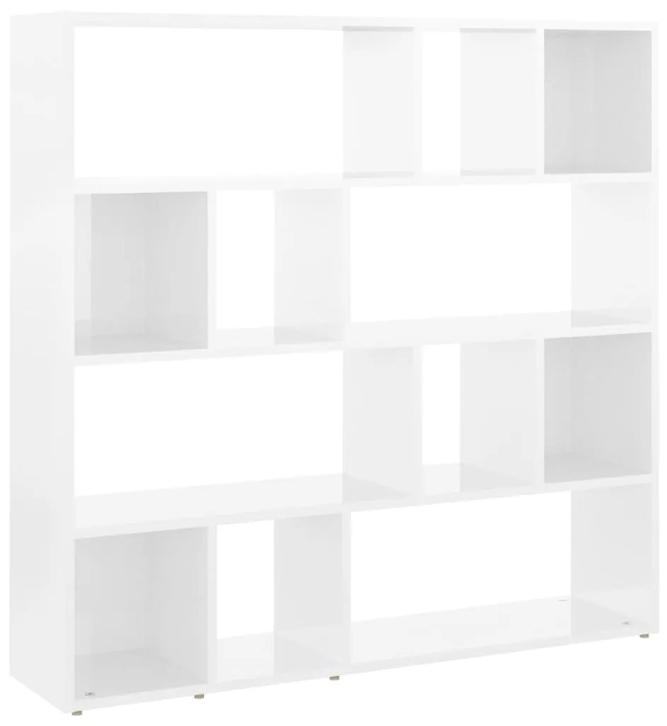 823247 vidaXL Bibliotecă/Separator cameră, alb extralucios, 105x24x102 cm