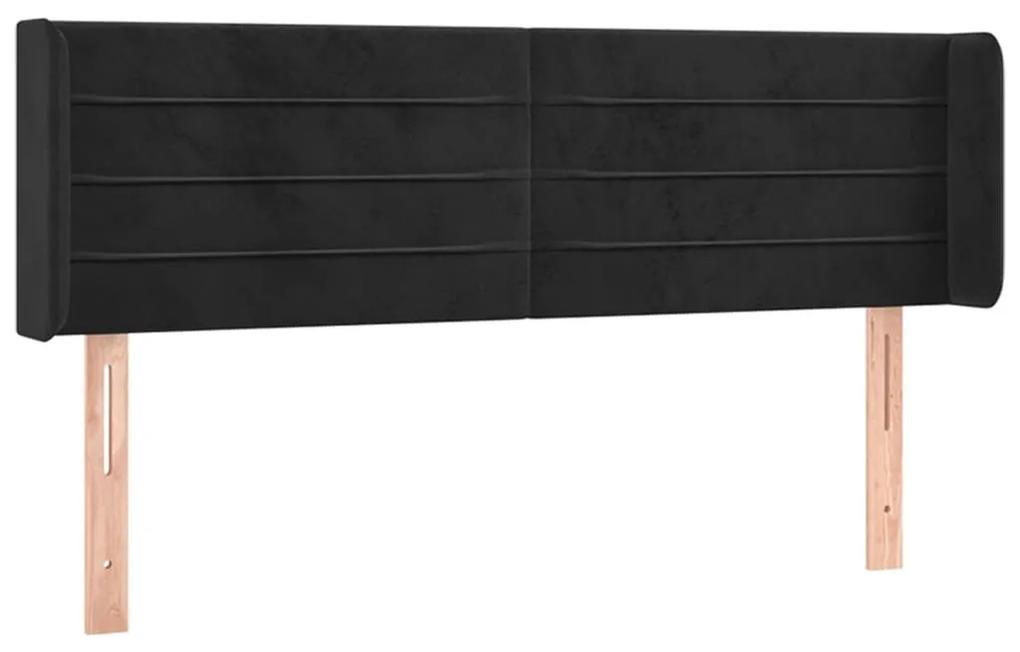 3118958 vidaXL Tăblie de pat cu aripioare negru 147x16x78/88 cm catifea