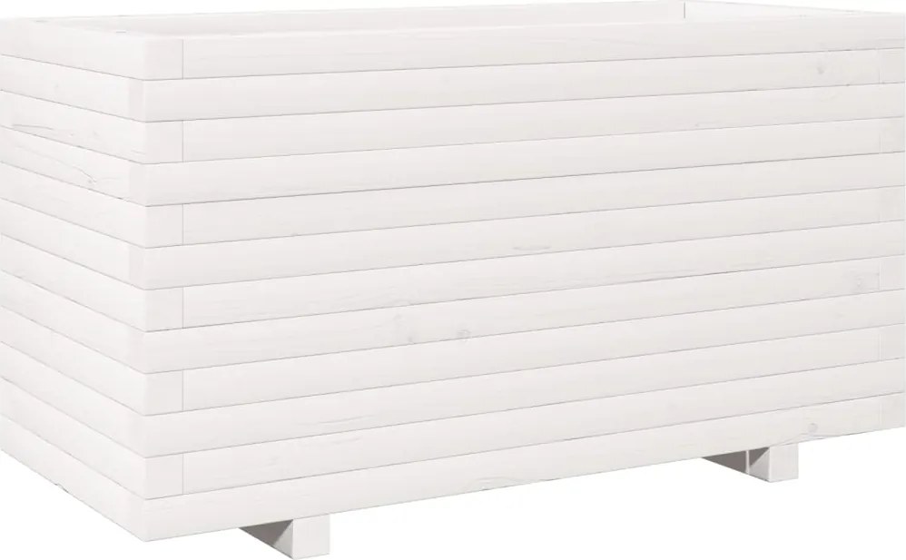 vidaXL Jardinieră de grădină, alb, 90x40x49,5 cm, lemn masiv de pin