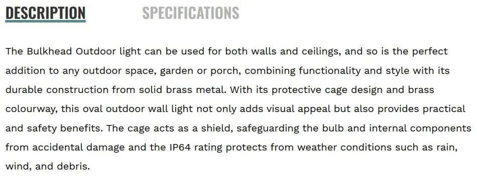 Aplica de perete iluminat exterior traditional IP64 Bulkhead