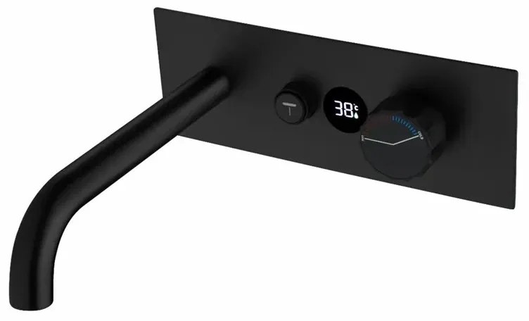 Baterie de baie incastrata cu afisaj temperatura, culoare negru mat, Digital Form Negru