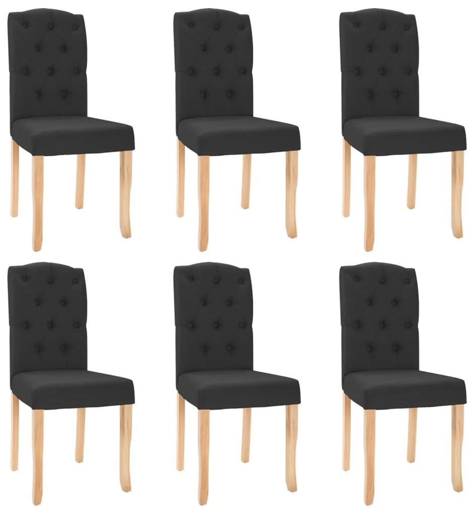 Scaune de sufragerie, 6 buc., negru, material textil 6, Negru