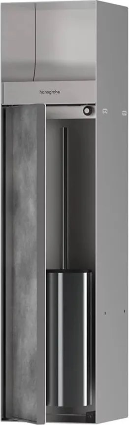 Suport incastrat pentru hartie igienica cu perie WC Hansgrohe XtraStoris Rock otel periat