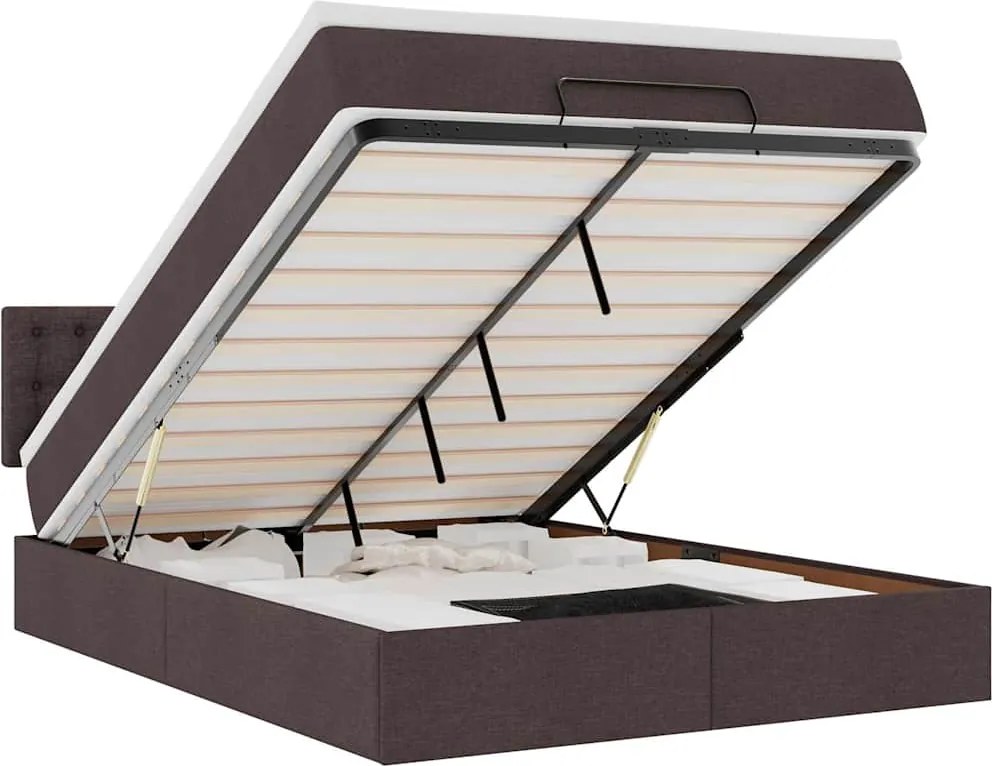 vidaXL Cadru de pat otoman cu saltea țesătură maro închis 140x200 cm