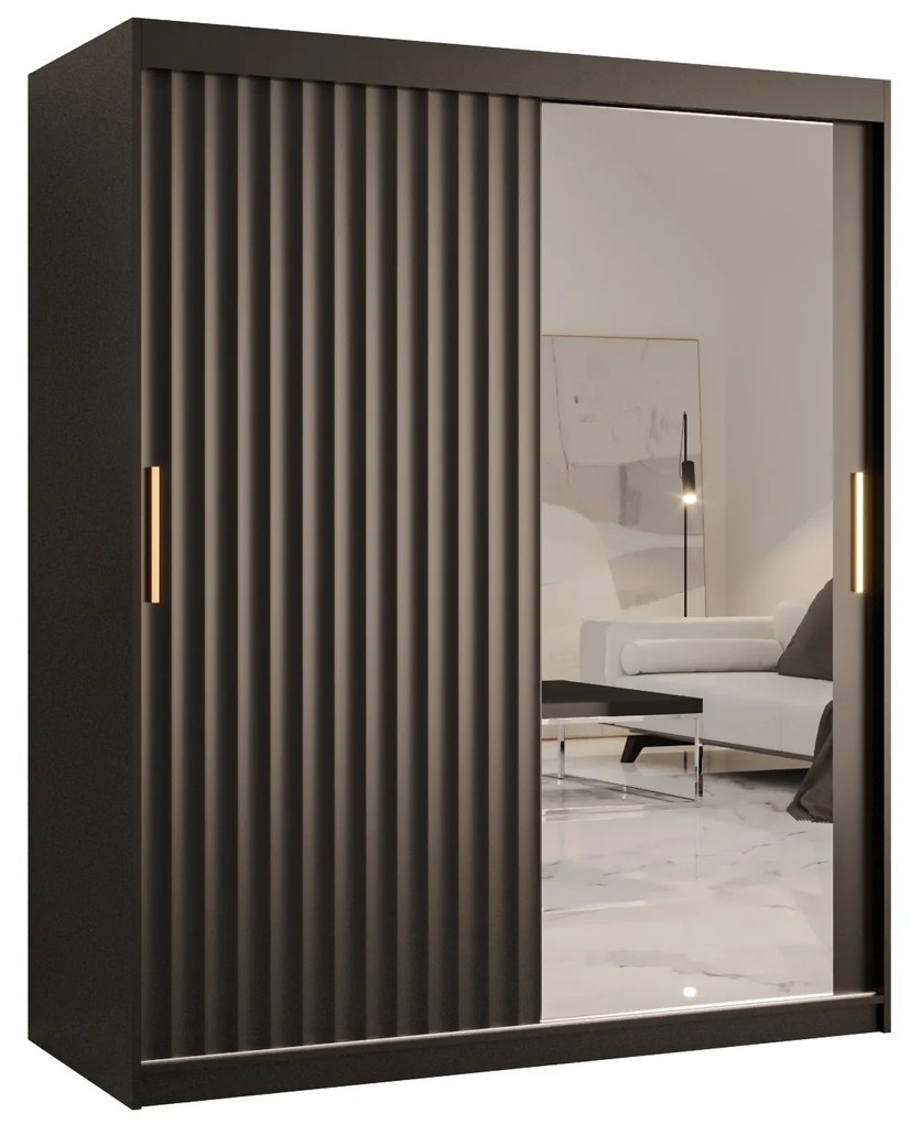 Dulap de haine cu oglindă 180 cm Riana Wa 2 180 (negru). 1063495