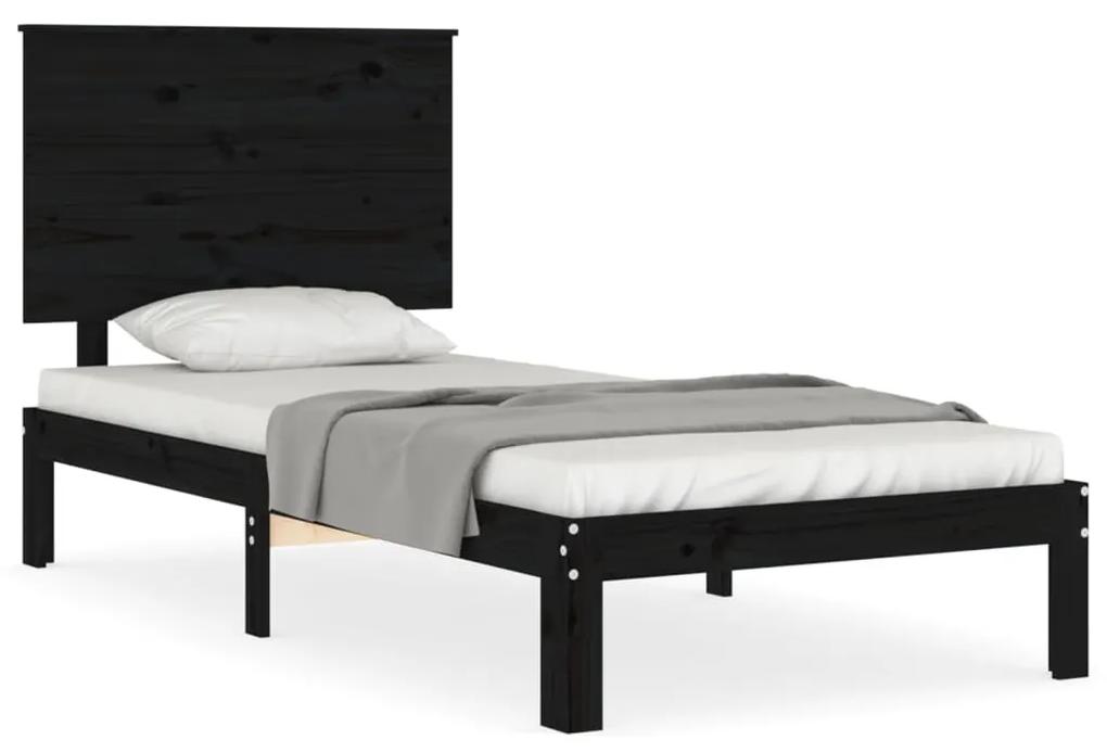 3193655 vidaXL Cadru de pat cu tăblie, negru, 100x200 cm, lemn masiv