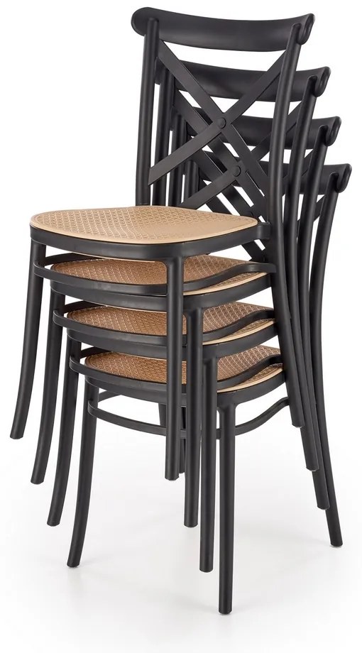 Scaun de bucaterie Nikola, ratan / negru