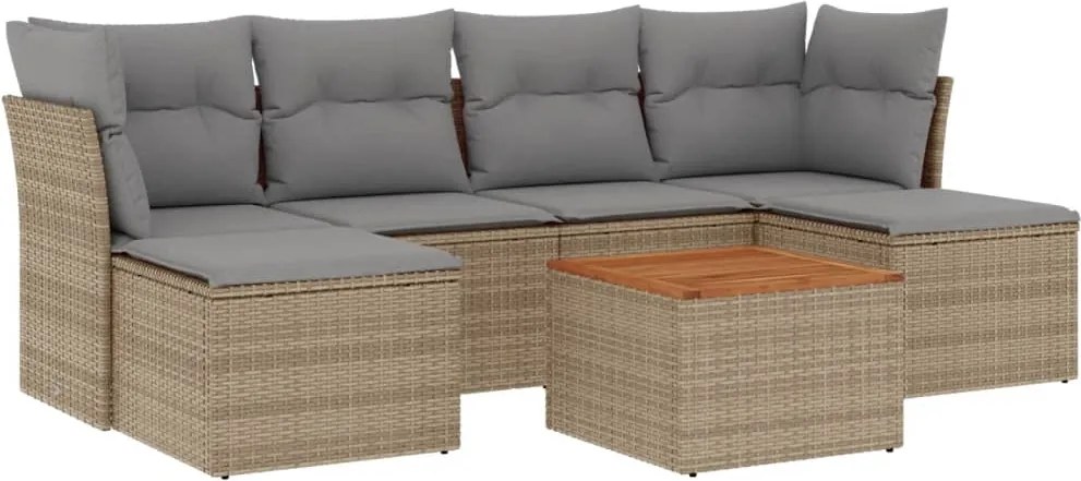 vidaXL Set canapele de grădină, 7 piese, cu perne, bej, poliratan