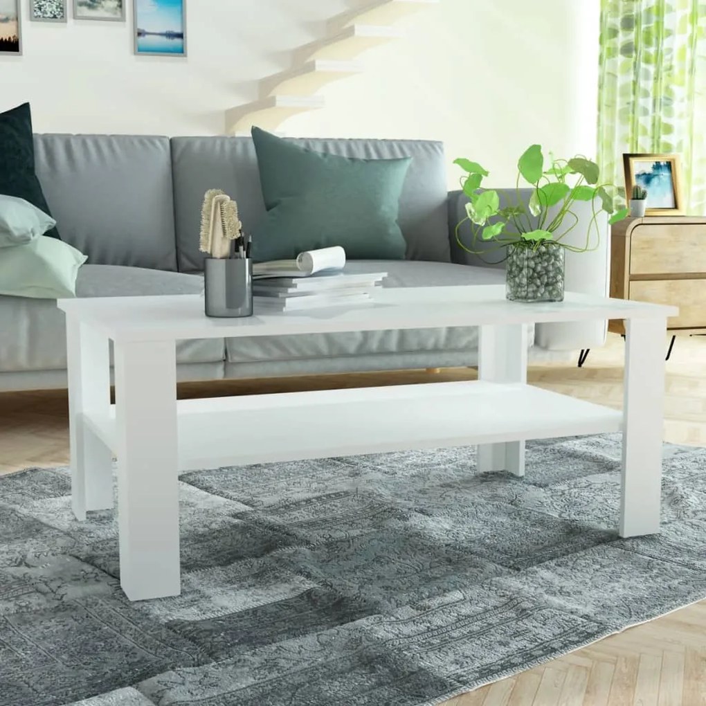 244857 vidaXL Măsuță de cafea din PAL, 100 x 59 x 42 cm, alb